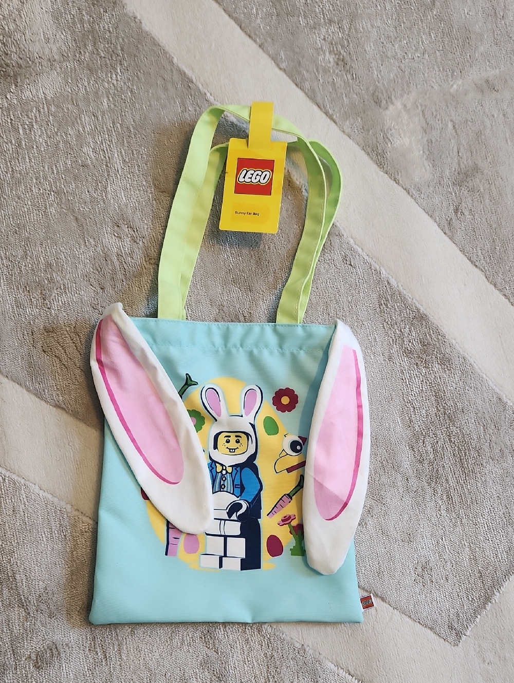 LEGO Kids Bunny-Ear Tote Bag in Light Blue and Pink